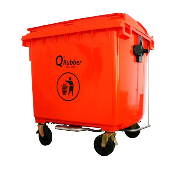 Contenedor de plástico 1100 litros con pedal QRubber
